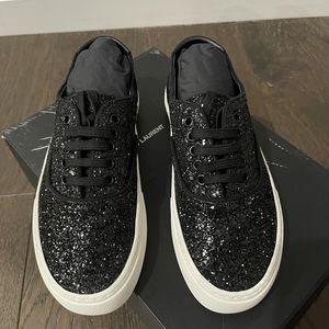 NIB Saint LaurentVeniceLowGlitterSneaker, BLK 36.5